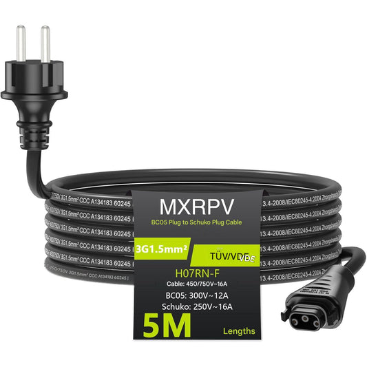 Cablu alimentare BC-05 5 m pentru micro‑invertor solare HMS, IP68, conector BC-05 la priza Schuko, rezistent la intemperii, conexiune stabila si instalare usoara