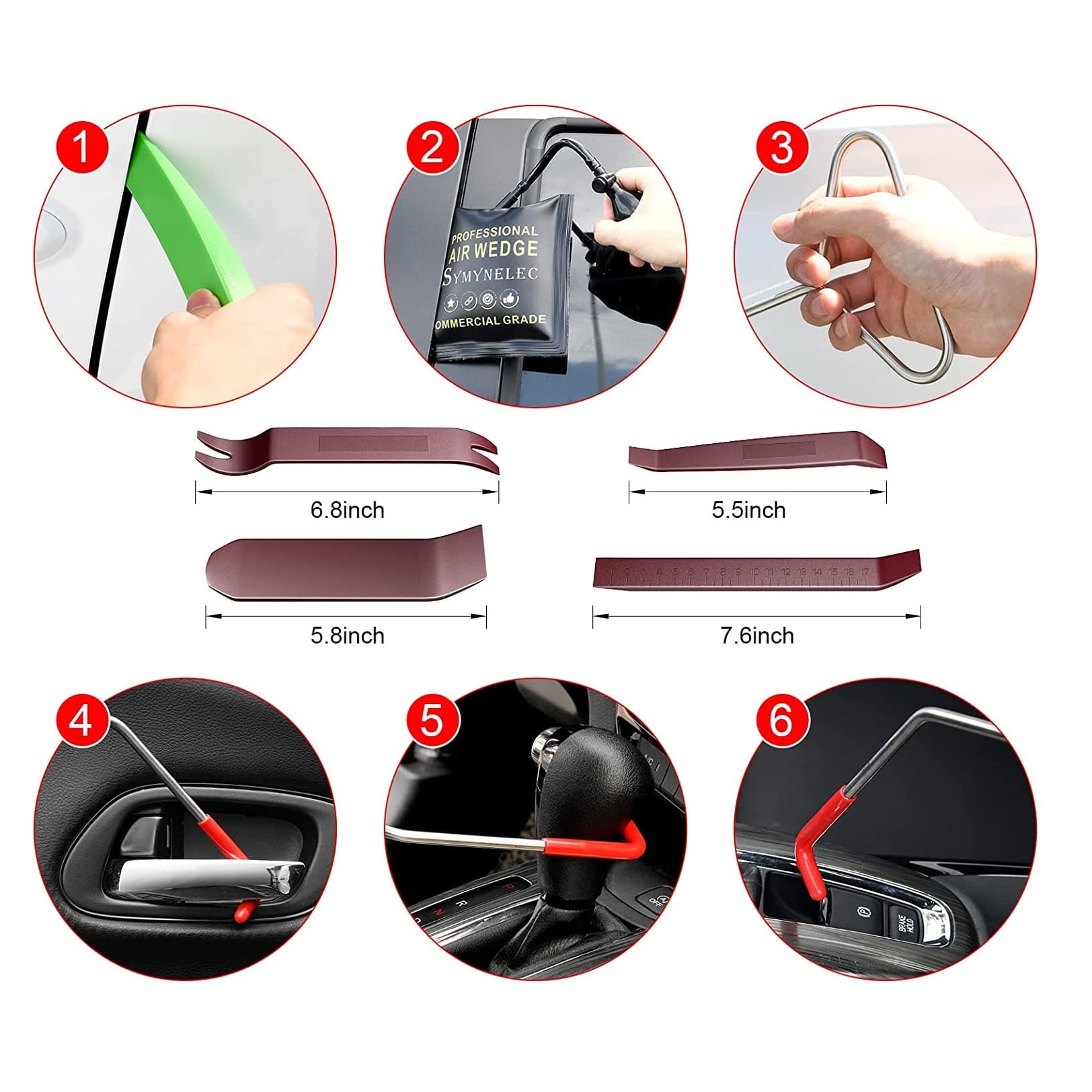 Kit de deblocare portiera auto 16 piese, cu perne de aer, tije cu prelungire, scule demontare plastic si geanta de transport, pentru deschidere usa