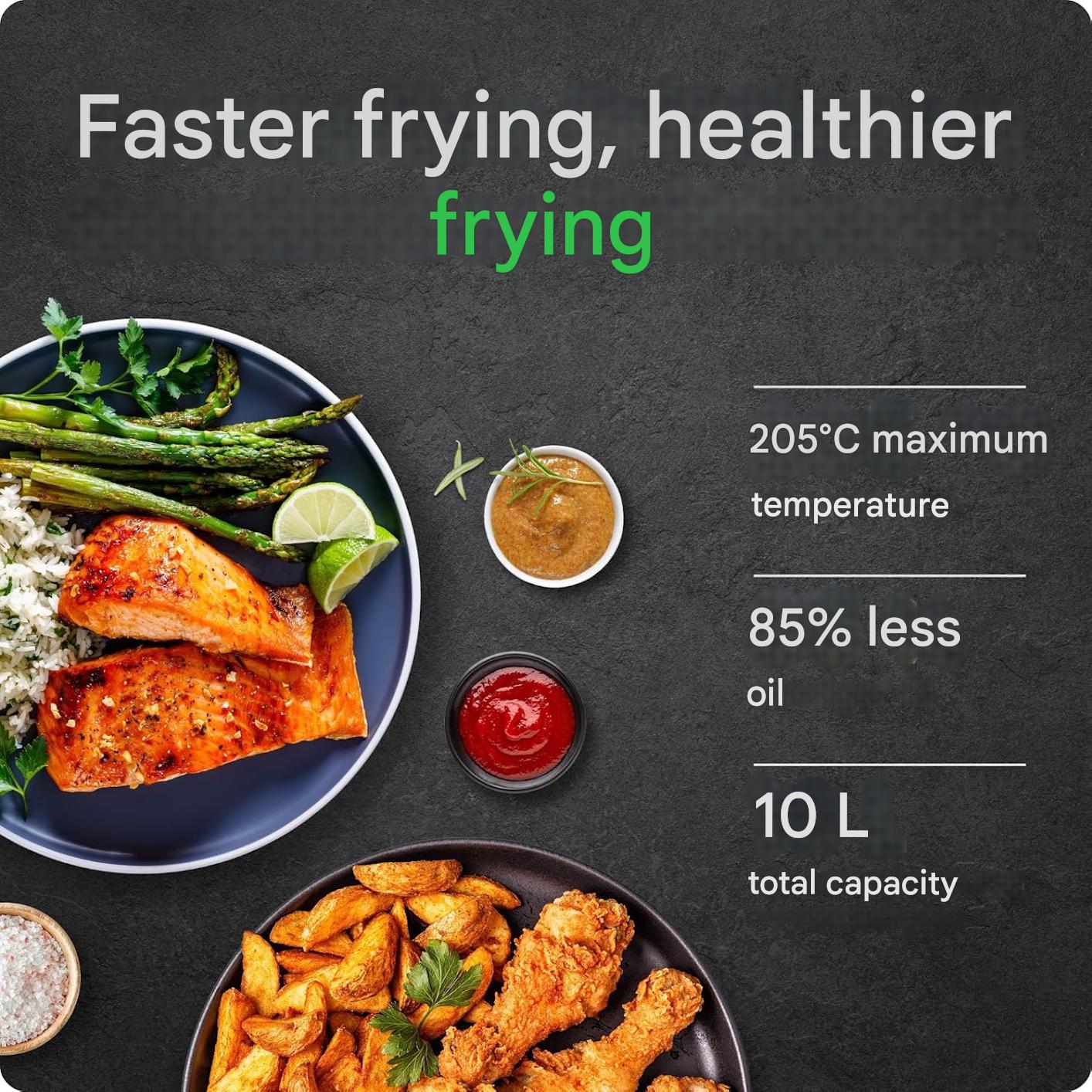 Friteuza Chefman cu aer cald, 10L, 1800 W, 17 optiuni presetate, cu ecran digital, rotisor inclus, deshidrator, convectie rapida, oprire automata, fereastra mare de vizualizare, accesorii din otel inoxidabil, gatit sanatos