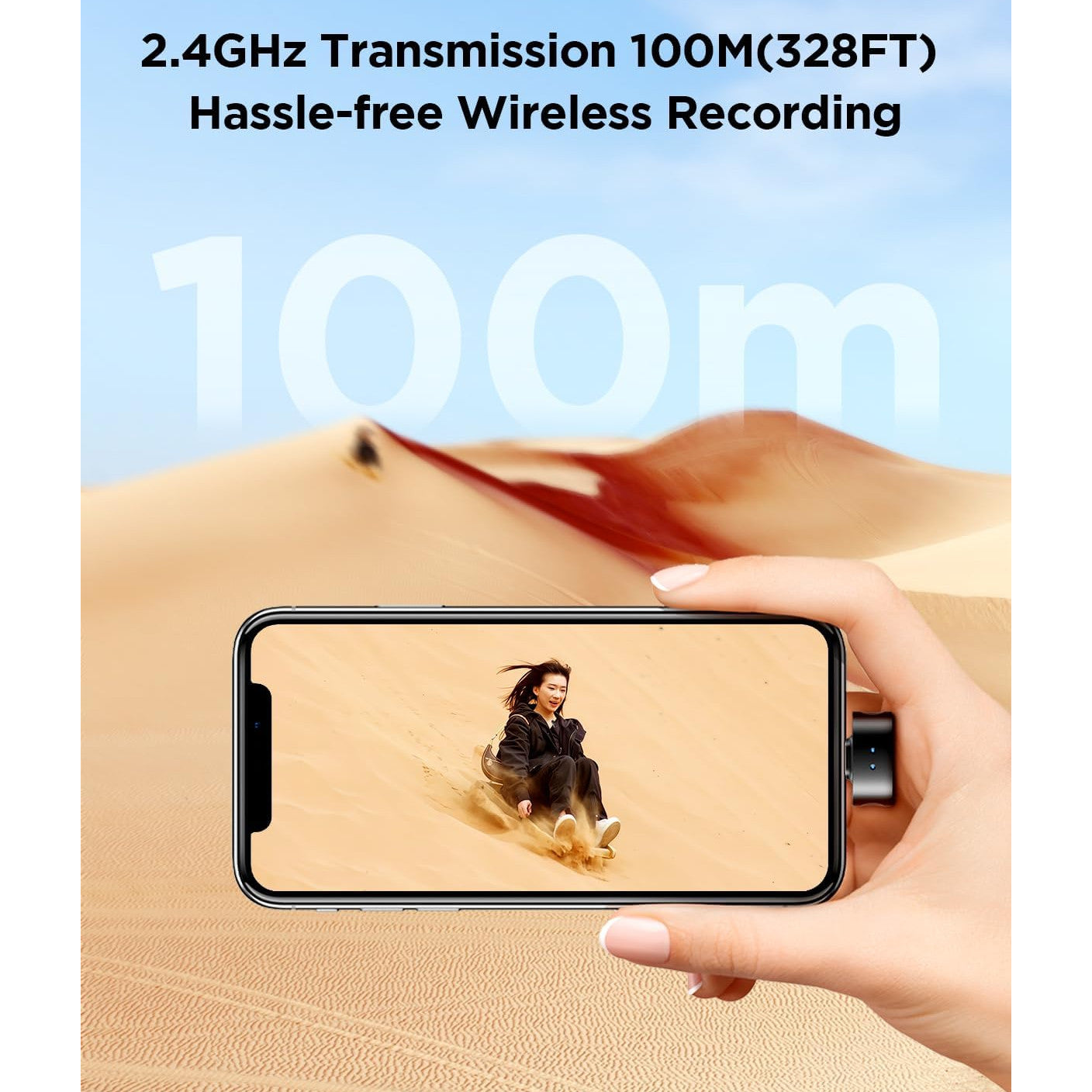 Microfon lavaliera USB-C 4 in 1, microfon wireless multifunctional cu reducere zgomot AI, inregistrare de siguranta, 30 ore durata viata baterie, 100 m distanta transmitere, negru