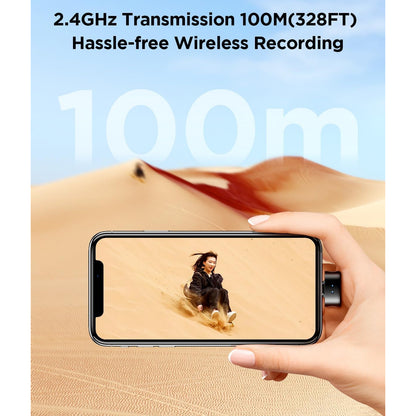 Microfon lavaliera USB-C 4 in 1, microfon wireless multifunctional cu reducere zgomot AI, inregistrare de siguranta, 30 ore durata viata baterie, 100 m distanta transmitere, negru