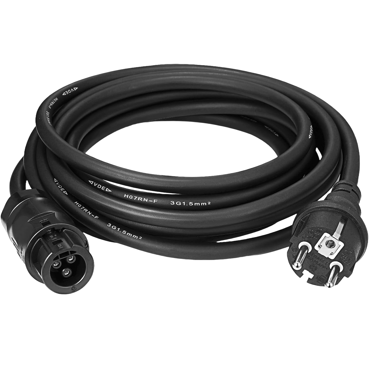 Cablu conectare BC01 la Schuko, de 5 m, adaptor de prelungire pentru microinvertoare, cu 3 pini, diametru de 10 mm, rezistent UV si la temperaturi de la -30°C pana la +60°C