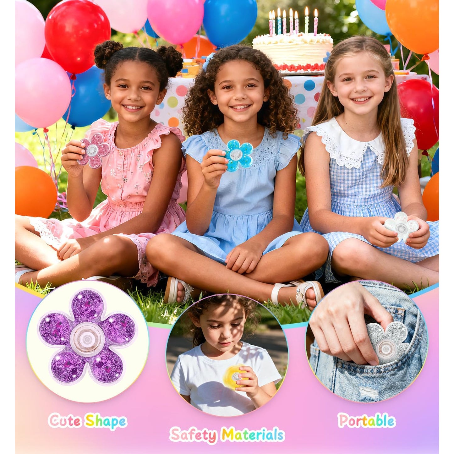 Set 6 Fidget Spinner Coolden cu sclipici lichid, jucarii antistres pentru copii si adulti, spinner manual, relaxare, concentrare, multicolor