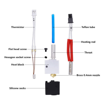 Cap de printare pentru imprimanta 3D Anycbic Kobra 2, hotend cu bloc incalzire, 5 duze 0, 4 mm, protecție silicon, 24 V, pentru Anycubic Kobra 2, Kobra 2 Neo, Kobra 2 Pro, Kobra 2 Plus, Kobra 2 Max