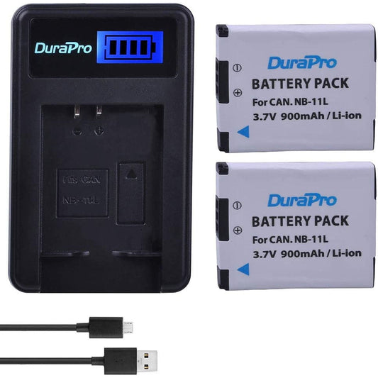 Set de 2 acumulatori NB-11L/NB-11LH 900 mAh cu incarcator LCD compatibil cu Canon PowerShot A2300, A2400, A2500 A2600, A3400, A3500, A4000 is, ELPH 110, 115, 130, 220, 320, 340