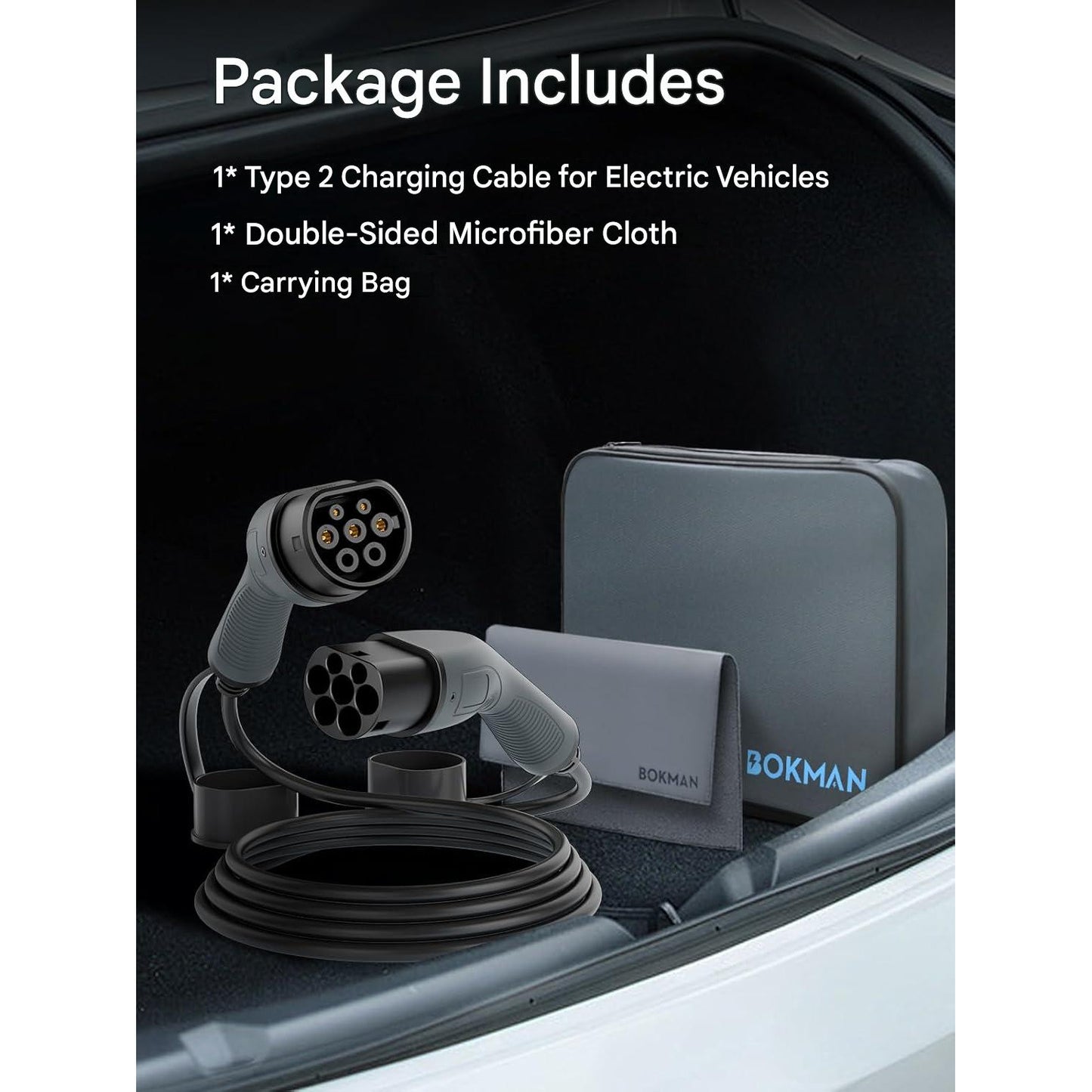 Cablu incarcare EV pentru masini electrice BEV/PHEV Type 2, 32A 22 kW trifazat, 15 m, mod 3, compatibil universal statii si wallbox, IP54, cu geanta depozitare, incarcare rapida, standard european