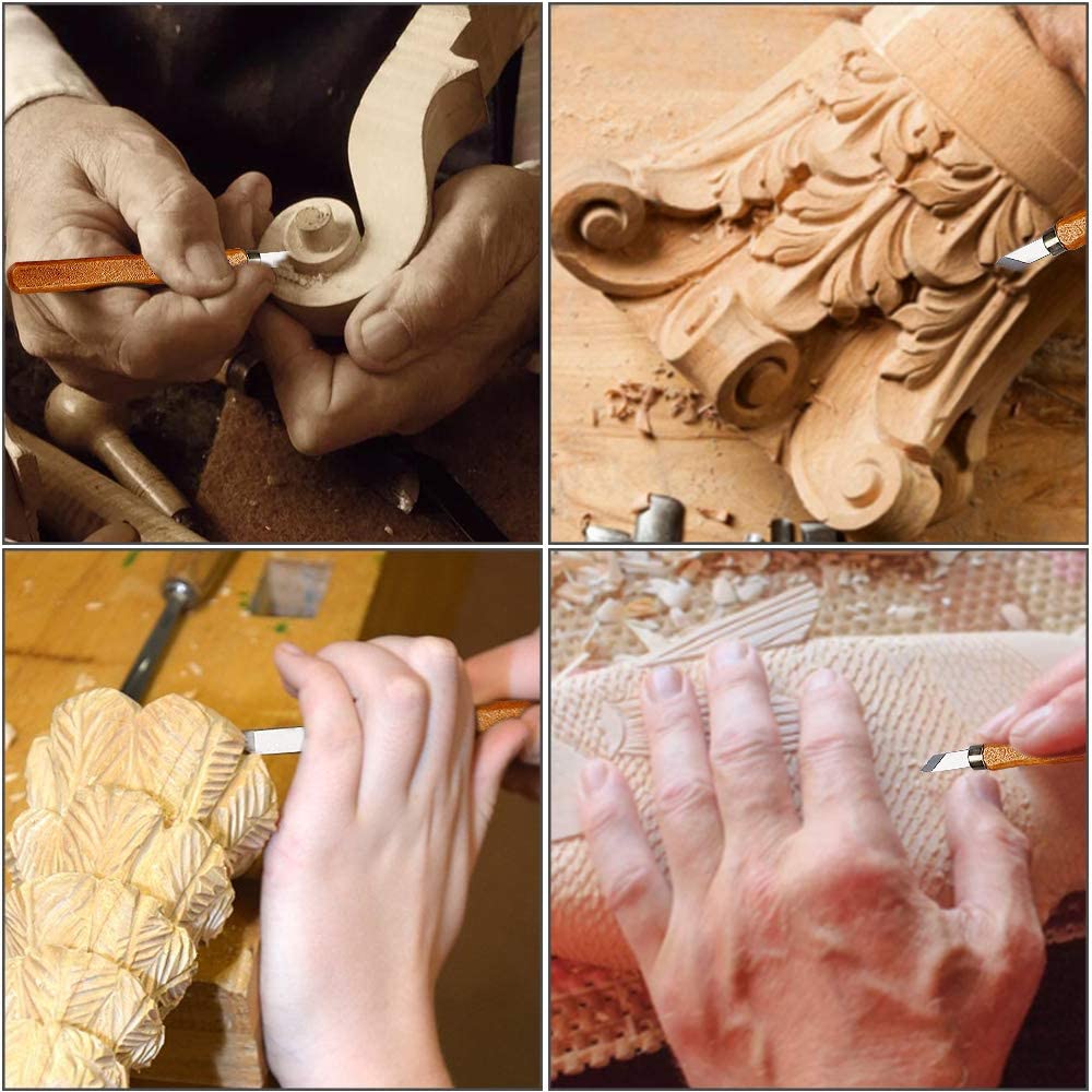 Set de 12 dalti pentru sculptura in lemn cu piatra de ascutit si husa de depozitare, instrumente tamplarie, gravura