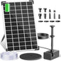 Fantana solara 12W cu baterie 5000 mAh, 10 duze si 10 stiluri de fantana, debit 300l/h, inaltime 0.3–0.8 m, panou solar cu cablu de 3 m, functie anti-uscare, functionare silentioasa ≤50 dB, pentru iaz, gradina, baie pasari si decor exterior