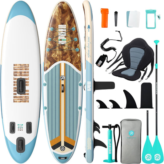 Placa Stand Up Paddle gonflabila Niphean 320 cm, set SUP complet pentru surf, caiac si agrement, cu scaun caiac, vasla reglabila si pompa, capacitate 200 kg, PVC rezistent, platforma EVA antiderapanta, pentru adulti si incepatori