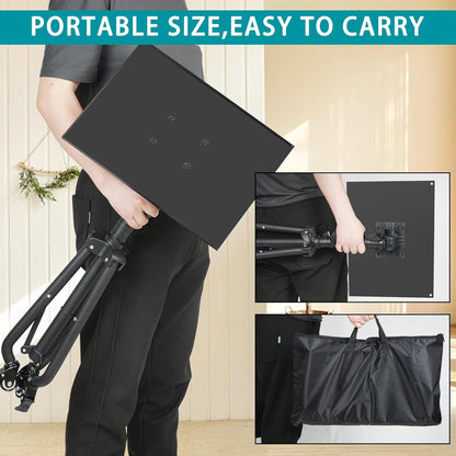 Suport mobil pentru videoproiector/laptop, stand cu inaltime reglabila 66-160 cm, suport smartphone, capacitate 10 kg, din metal, tava rotativa 360°, pentru proiector, tableta, mixer, laptop, partitura, negru