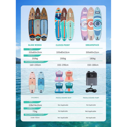 Placa Stand Up Paddle gonflabila Niphean 320 cm, set SUP complet pentru surf, caiac si agrement, cu scaun caiac, vasla reglabila si pompa, capacitate 200 kg, PVC rezistent, platforma EVA antiderapanta, pentru adulti si incepatori
