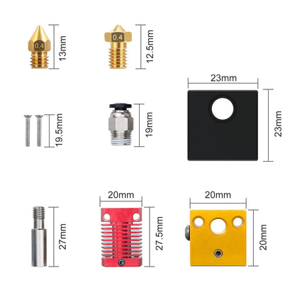 Set cap imprimare pentru imprimanta 3D 16 piese, cu 2 extruder hotend, duze MK8, duze V6, conectori PC4-01, 2 capace din silicon, pentru CR-10 / CR10S / Ender 2 / Ender 3 Ender 5