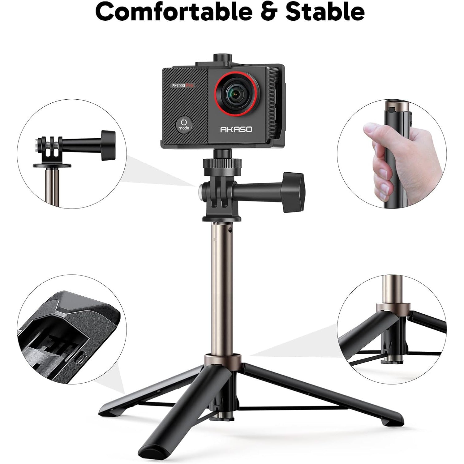 Camera video sport 4K, camera de actiune WiFi Ultra HD 20 MP cu 2 acumulatori, carcasa impermeabila 40 m, stabilizare imagine, touchscreen de 2 inch, trepied reglabil, telecomanda 2.4 g si husa de depozitare si transport