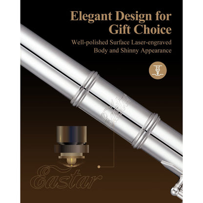 Flaut Eastar C cu 16 note, Offset G, set cu stand, geanta de transport, manusa, kit de curatare si tija de acordare, pentru incepatori, copii si elevi, Nichel