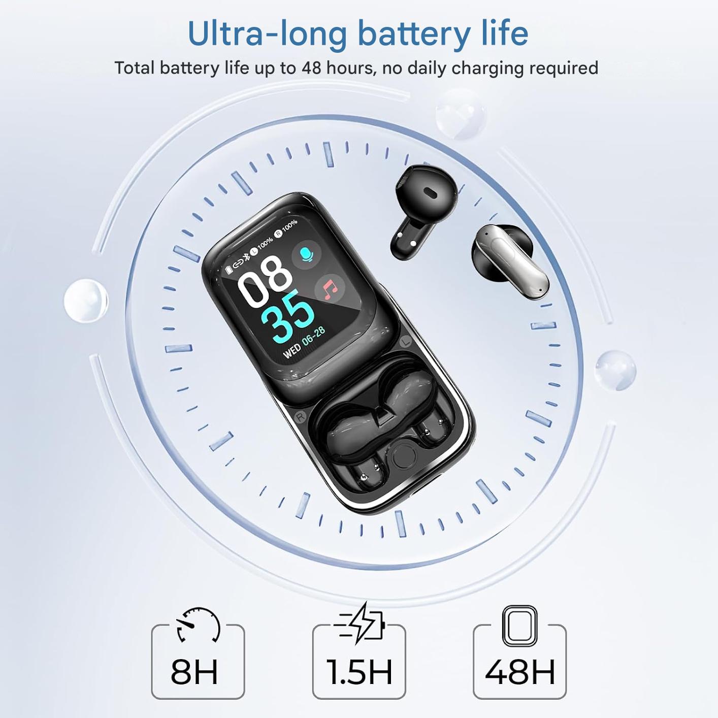 Casti cu traducere NE48 KI 3 in 1, Bluetooth 6.0, AI 165 limbi, 11 moduri traducere, IPX5, autonomie 48h, HiFi sunet, microfon ENC, ecran tactil LCD, traducator instant pentru calatorii si afaceri, aplicatie gratuita Auralntelli