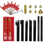 Set cutite de strung cu placute amovibile, 7 pese de strunjit cu insertii din carbura 12 mm cu bara de gaurit si 7 chei T8