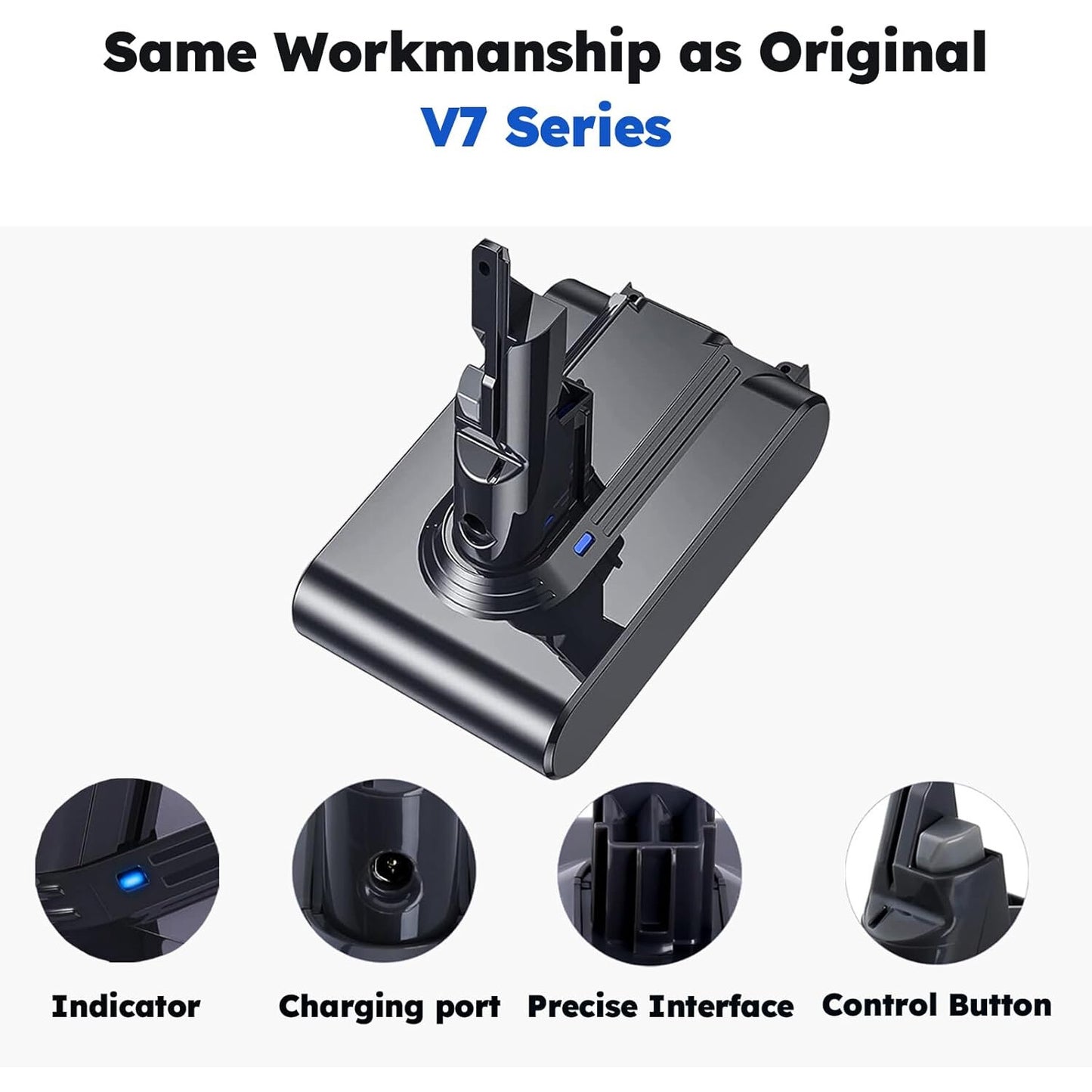 Acumulator 6000mAh pentru Dyson V7, baterie compatibila cu Dyson V7 Animal, V7 Motorhead, V7 Allergy, V7 Fluffy, V7 Matress, V7 Trigger, V7 Cord-free, cu filtru si accesorii