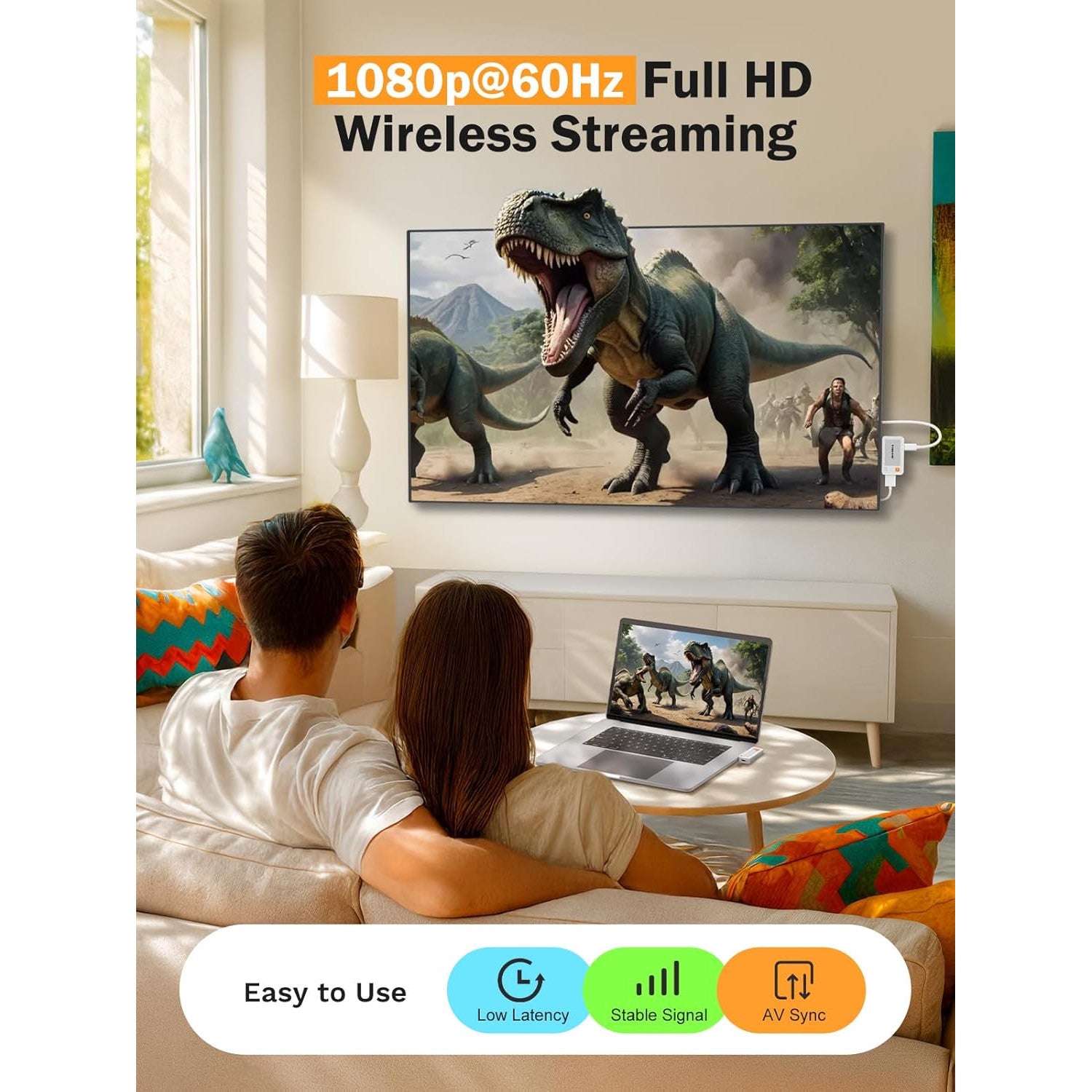 Transmitator si receptor wireless USB-C la HDMI Lemorele, 5G, 50 m, Plug & Play, Full HD 1080p, screen mirroring pentru laptop, telefon, tableta, compatibil MacBook, iPhone 15, Samsung, proiector/TV/monitor