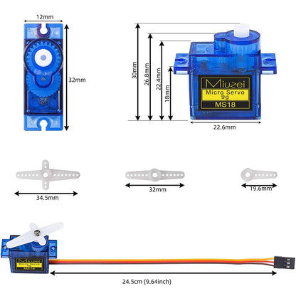 Kit servomotor SG90 9G, 10 bucati, 4.8V - 6.0V, unghi operare 0°-180°, pentru masina RC, Robot, Elicopter, Avion