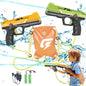 Set pistol cu apa electric, cu 2 pistoale si rezervor tip ghiozdan, bretele ajustabile, raza de 7m, cu acumulator reincarcabil, pentru copii +4 ani