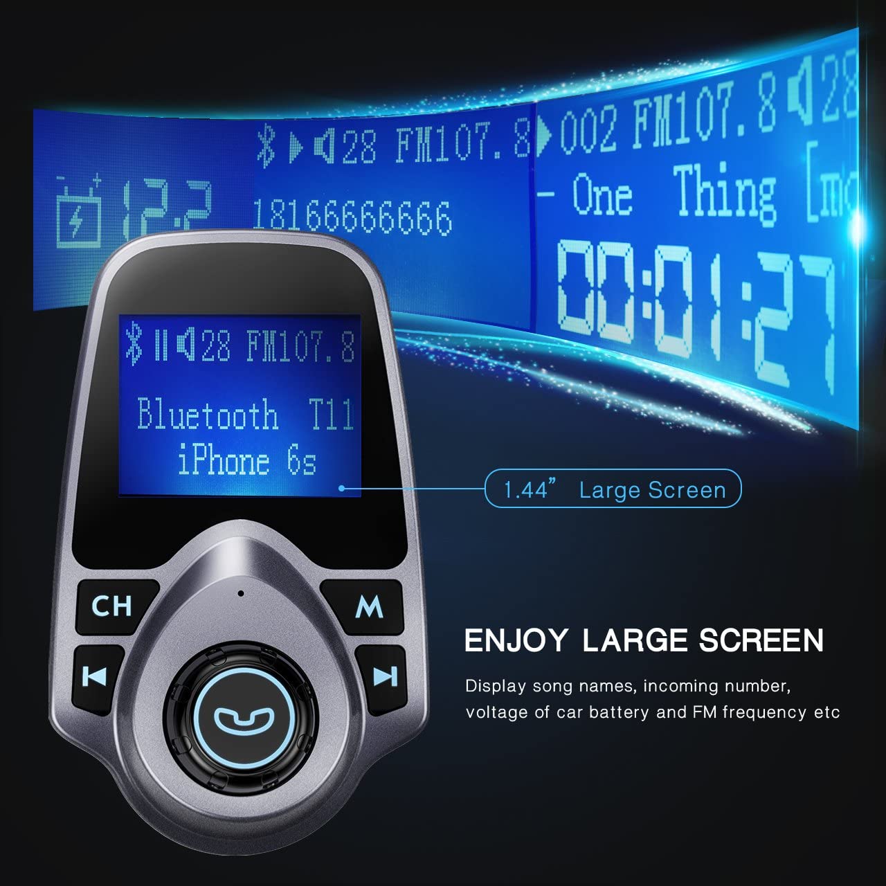 Modulator FM Bluetooth , Transmitator FM , MP3 player, Aux In, FM kit, USB 2.4A , micro SD, USB