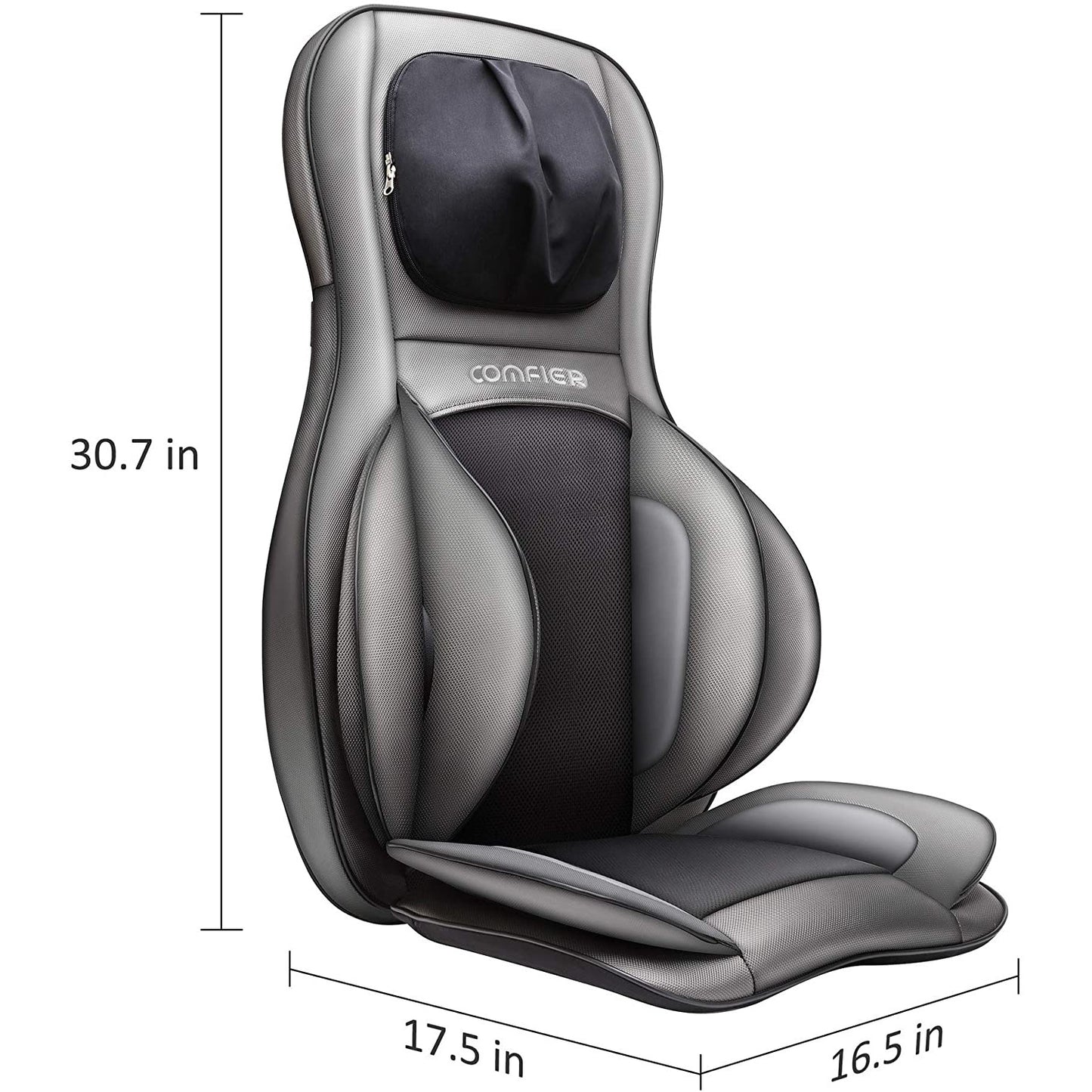 Husa de scaun pentru masaj Shiatsu 2D 3D, cu incalzire, vibratii, compresie aer, cu role, masare gat, umeri, spate si coapse, CF-2309A