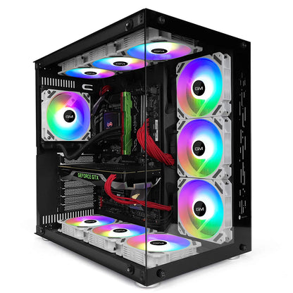Set 3x ventilator 120mm LED GIM KB-28 RGB cu telecomanda, racire silentioasa si lumini multicolore