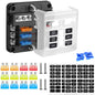 Set panou sigurante auto cu 6 iesiri, 12 V, cu sigurante 5A 10A 15A 20A cu indicator LED si capac de protectie, pentru masina, rulota, barca, autoutilitara, camion
