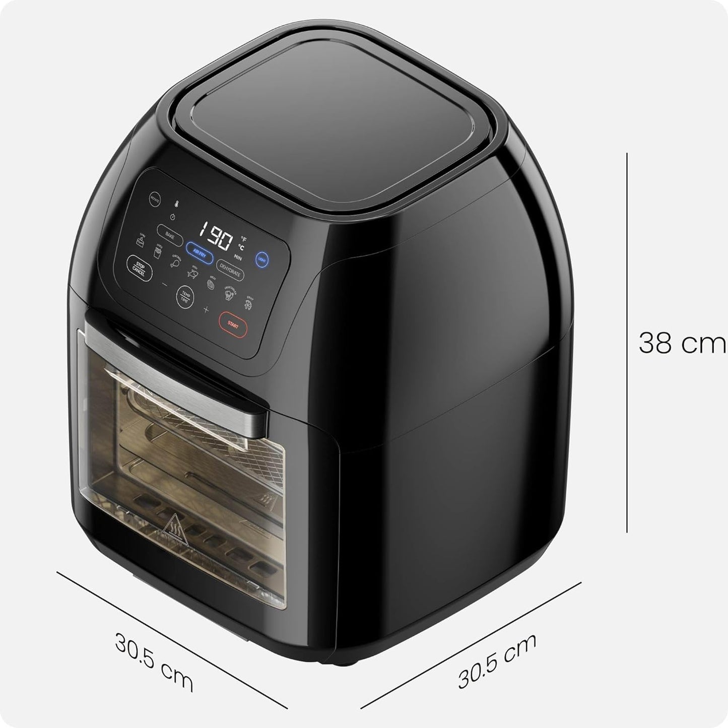 Friteuza Chefman cu aer cald, 10L, 1800 W, 17 optiuni presetate, cu ecran digital, rotisor inclus, deshidrator, convectie rapida, oprire automata, fereastra mare de vizualizare, accesorii din otel inoxidabil, gatit sanatos