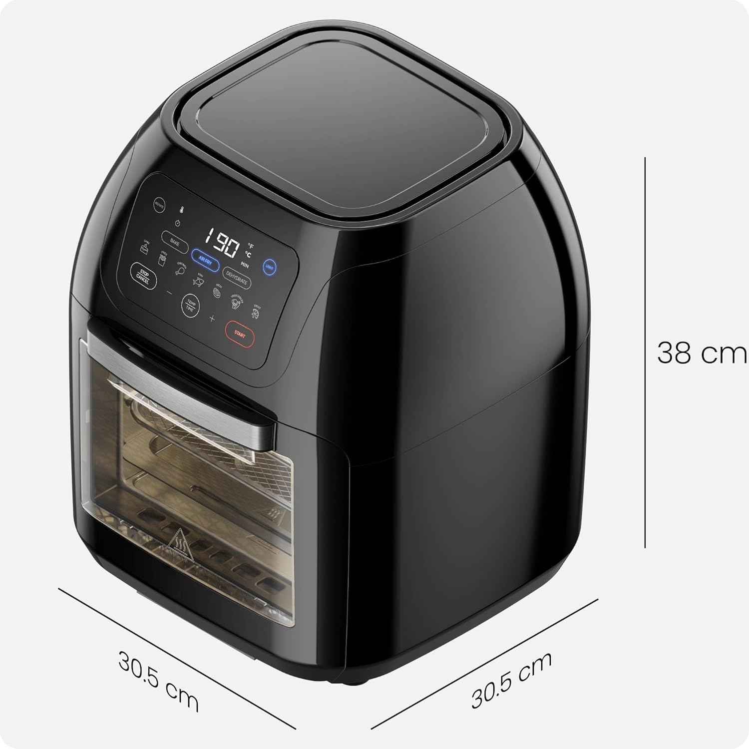 Friteuza Chefman cu aer cald, 10L, 1800 W, 17 optiuni presetate, cu ecran digital, rotisor inclus, deshidrator, convectie rapida, oprire automata, fereastra mare de vizualizare, accesorii din otel inoxidabil, gatit sanatos