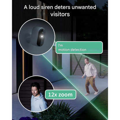 Camera de supraveghere Arlo Essential HD, set 3 bucati cu panouri solare, wireless, video 1080p, vedere nocturna, color cu lumina, senzor de miscare, alarma, audio bidirectional, compatibil Smart Home