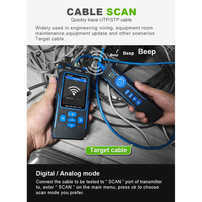 Tester cablu de retea cu powermetru, POE, NCV, UTP CAT5/CAT6, test OPM, VFL, masurarea lungimii, cu lumina LED, ecran LCD, Noyafa