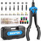 Cleste AKKTOL pentru nituri filetate M3–M12, set profesional cu 80 piulite nit, dornuri intercambiabile, cutie organizare si carcasa protectie, pentru reparatii auto si prelucrarea metalelor