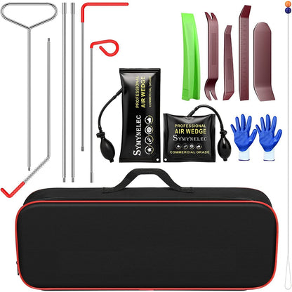 Kit de deblocare portiera auto 16 piese, cu perne de aer, tije cu prelungire, scule demontare plastic si geanta de transport, pentru deschidere usa