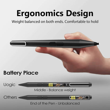 Pix Stylus pentru Microsoft Surface, 1024 puncte presiune, Respingere palma, Surface PRO / Go / Laptop / Book / Studio, negru