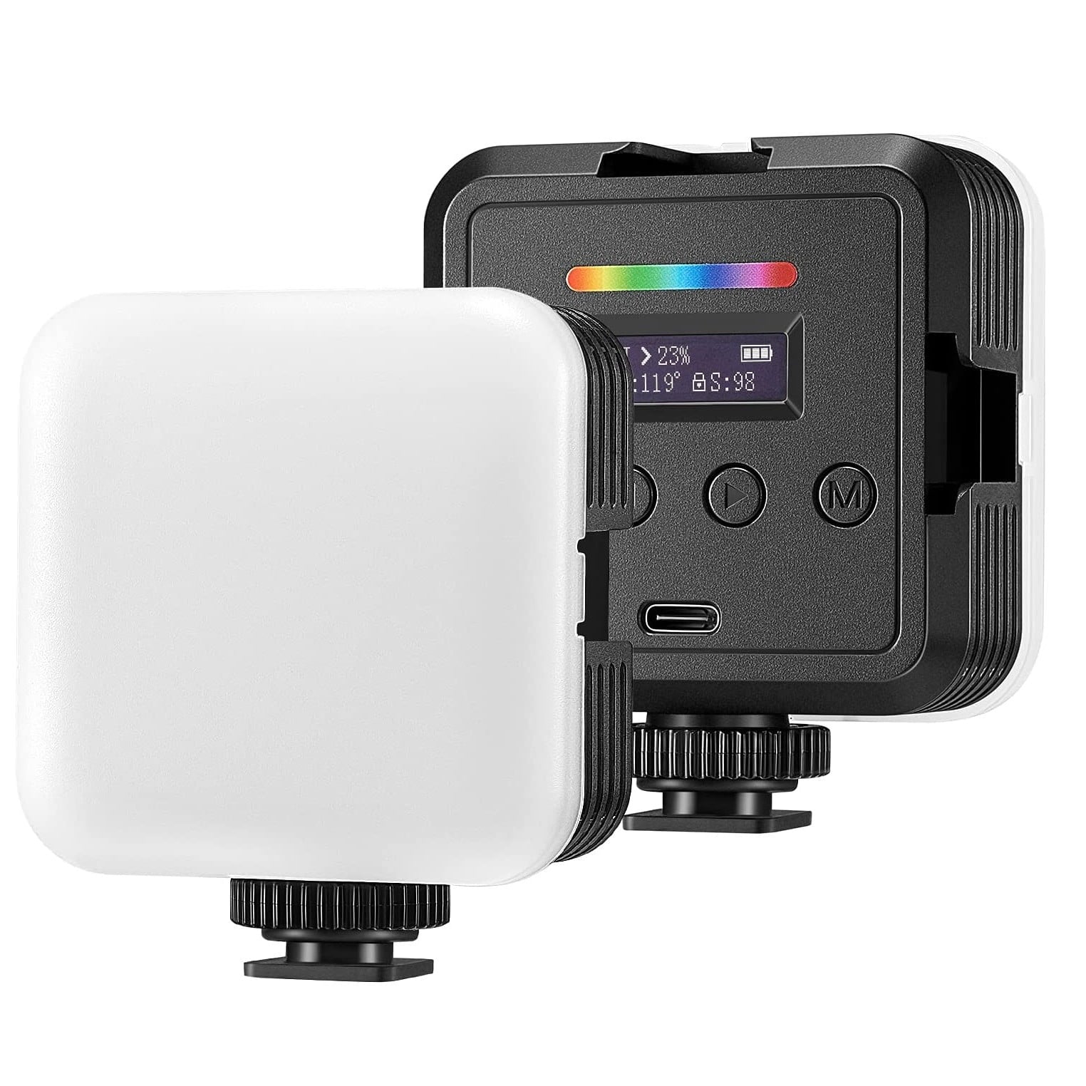 Lampa video LED RGB, lumina continua cu montura cold shoe, CRI 97+, 2500K-8500K, baterie 2000mAh, Neeweer, pentru camera, smartphone, GoPro