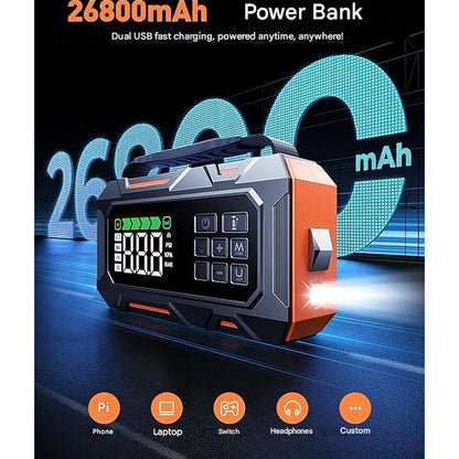 Starter auto multifunctional 14 în 1 TREKURE, 7000A, baterie externă 26800 mAh, compresor 160 PSI, kit de urgență cu 5 LED-uri
