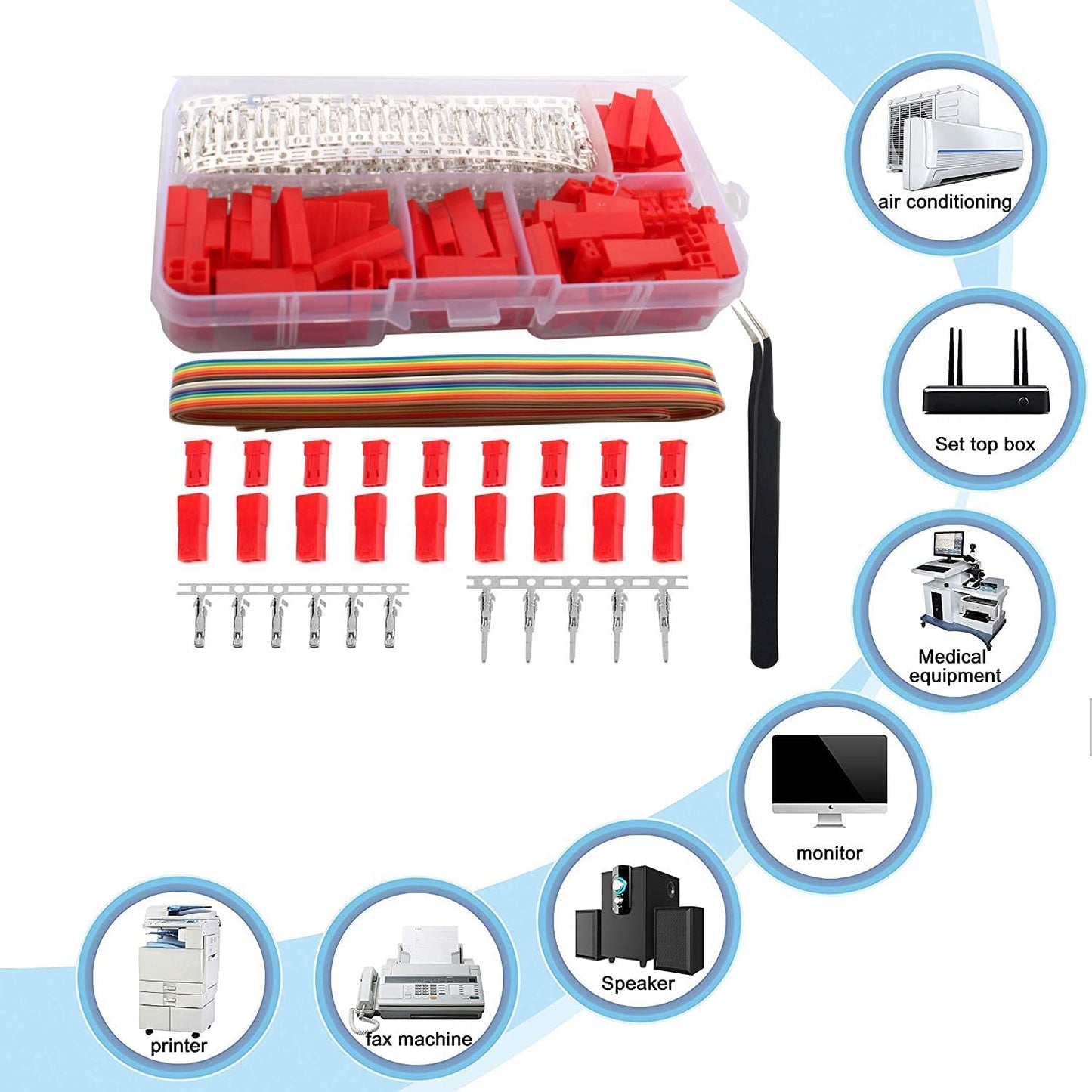 Set de conectori JST-SYP, mufa de 2.54 mm, 60 de perechi conectori mama-tata cu 2 pini si cablu JST de 1m