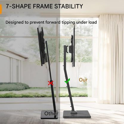 Suport TV, stand cu roti pentru televizor 30-70 inch, inaltime reglabila, 40 kg capacitate, unghi inclinare reglabil, VESA 400 x 400 mm, mobil, negru