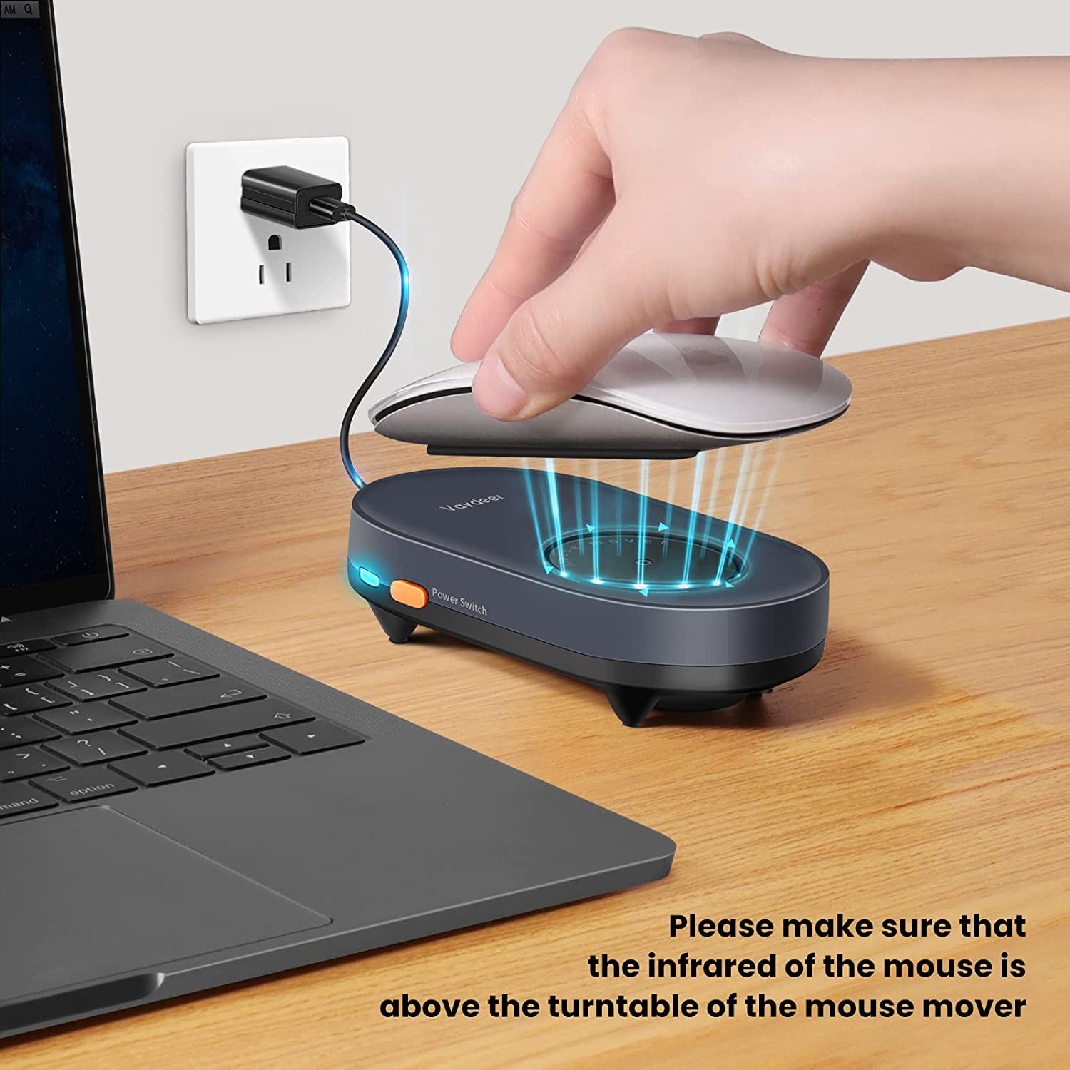 Mouse Jiggler Vaydeer, Plug and Play USB, cu buton pornit oprit, fara driver, nedetectabil, simuleaza miscarea cursorului