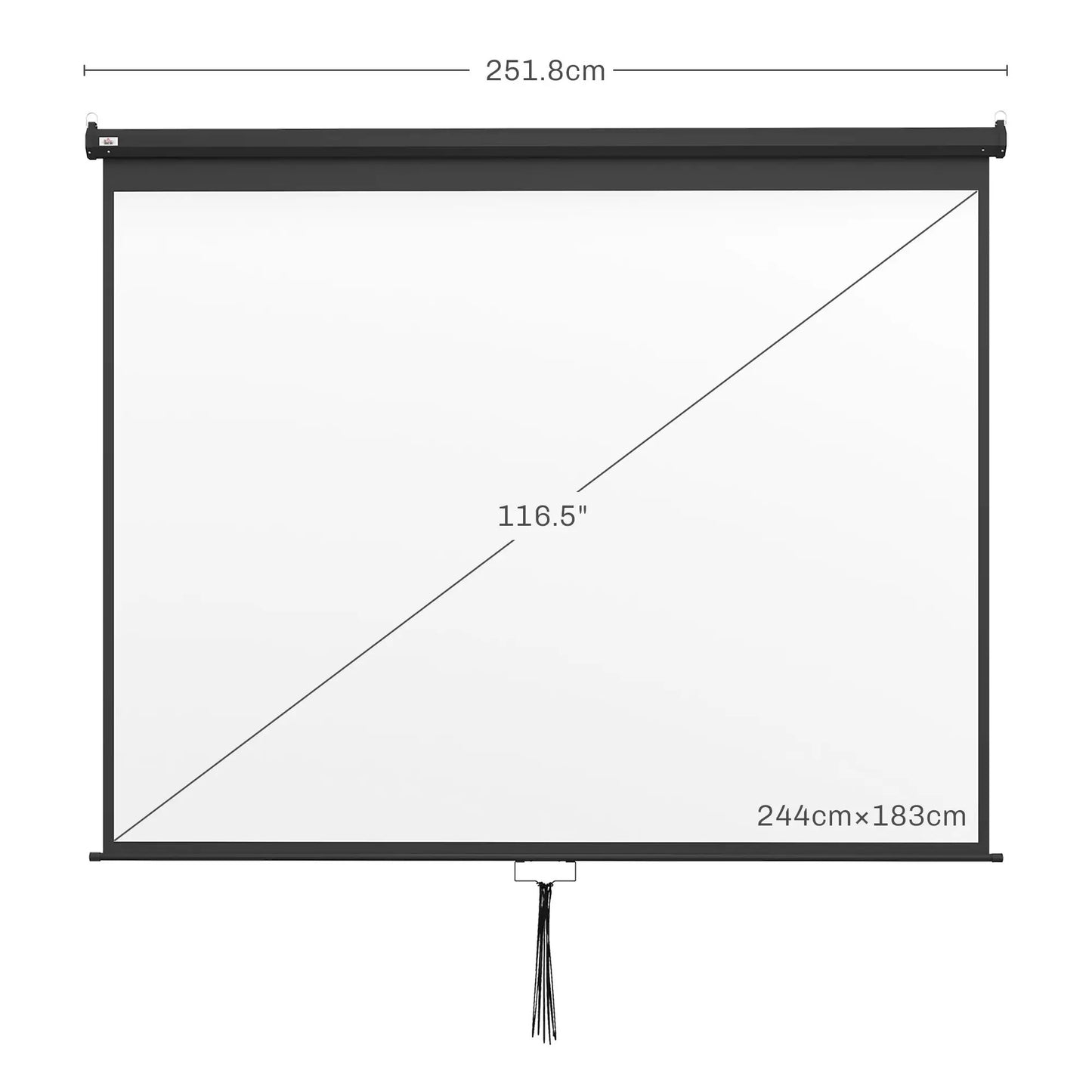 Ecran de proiectie pentru videoproiector, retractabil, 120 Inch, Format 16:9/4:3, 244x183 cm, Reglabil, Compact, Montare pe tavan sau pe perete, Negru