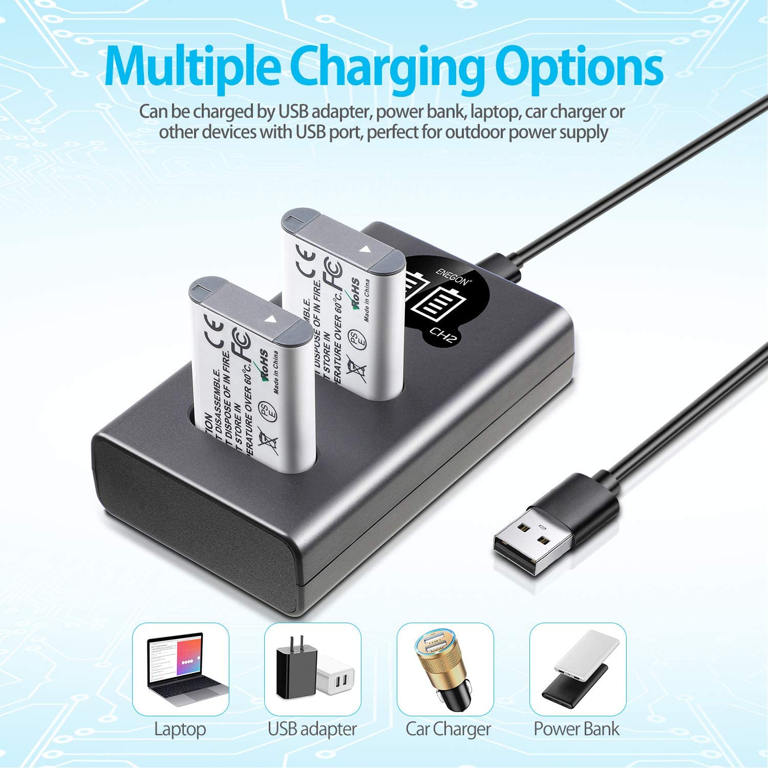 Set 2 acumulatori NP-BX1, 1300mAh, cu incarcator dublu cu LCD, pentru Sony ZV-1, Cyber-Shot DSC-RX100, DSC-RX100 II/III/M4/M5/M6/M7/I’/I’clo/VA, DSC-RX100M II, HDR-CX405