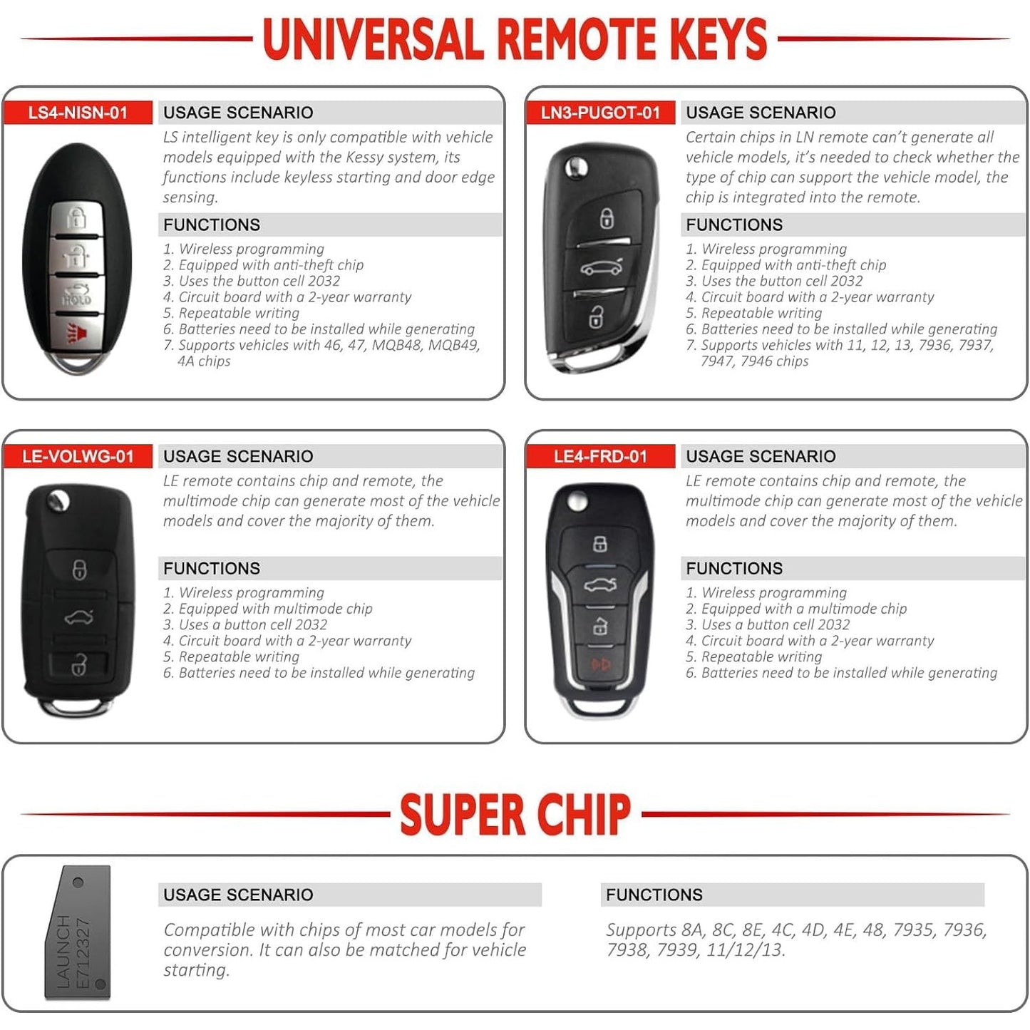Kit Programare Chei Auto & Telecomenzi, Dispozitiv IMMO cu 4 telecomenzi universale, 1 Super Chip, compatibil X431 IMMO Elite, Plus, Pro, Pad, Pad V, Pad VII, LAUNCH X-431