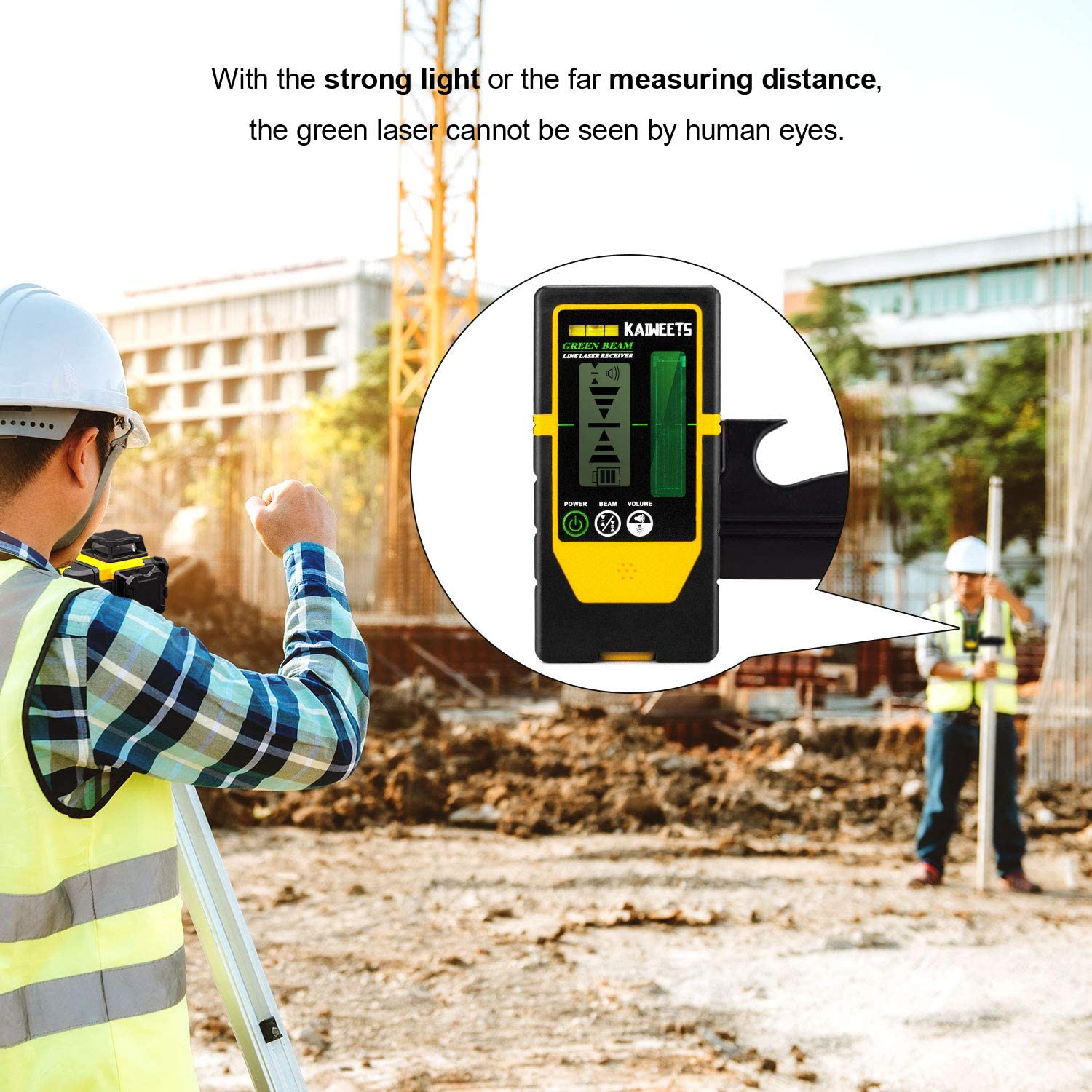 Set nivela laser cu linii in cruce si detector, cu plumb, linie verde autonivelanta 360 grade, cu incarcare USB, detectare 50 m