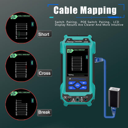 Localizator de cablu AT838 Abestop, localizator de circuite cu functie multimetru, fire/cablu subteran, detectarea traseului conductei de apa/gaz pentru multi-tester
