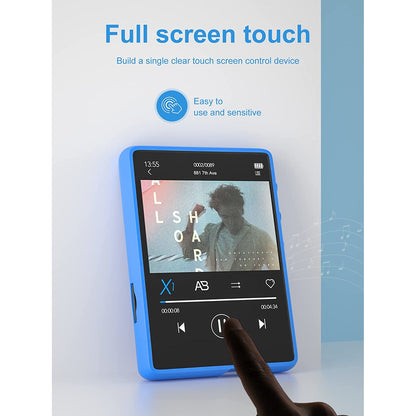 MP3 Player 32 Gb cu Bluetooth 5.0, touchscreen 2,4 inch, sunet HiFI, difuzor, Radio FM, portabil, accepta card pana la 128 Gb, albastru