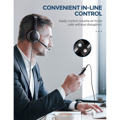 Casca call center USB Soulsens BH328A, microfon cu anulate a zgomotului, sunet clar, confortabile, 3.5 mm, pentru PC, telefon, apeluri Skype, videoconferinta