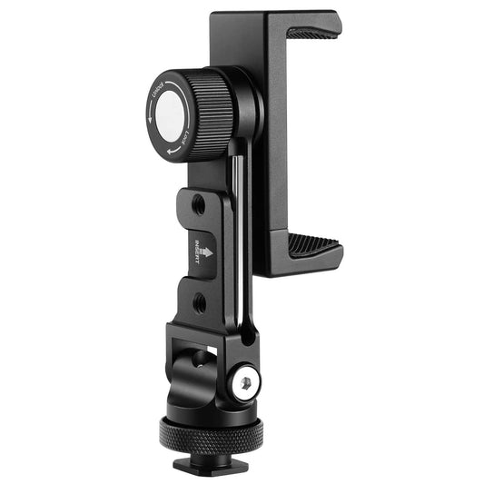 Suport de telefon cu 4 monturi cold shoe si 3 filet de 1/4 inch, rotatie orizontala 360° si inclinare 180° pentru smartphone, streaming, vlogging, inregistrare