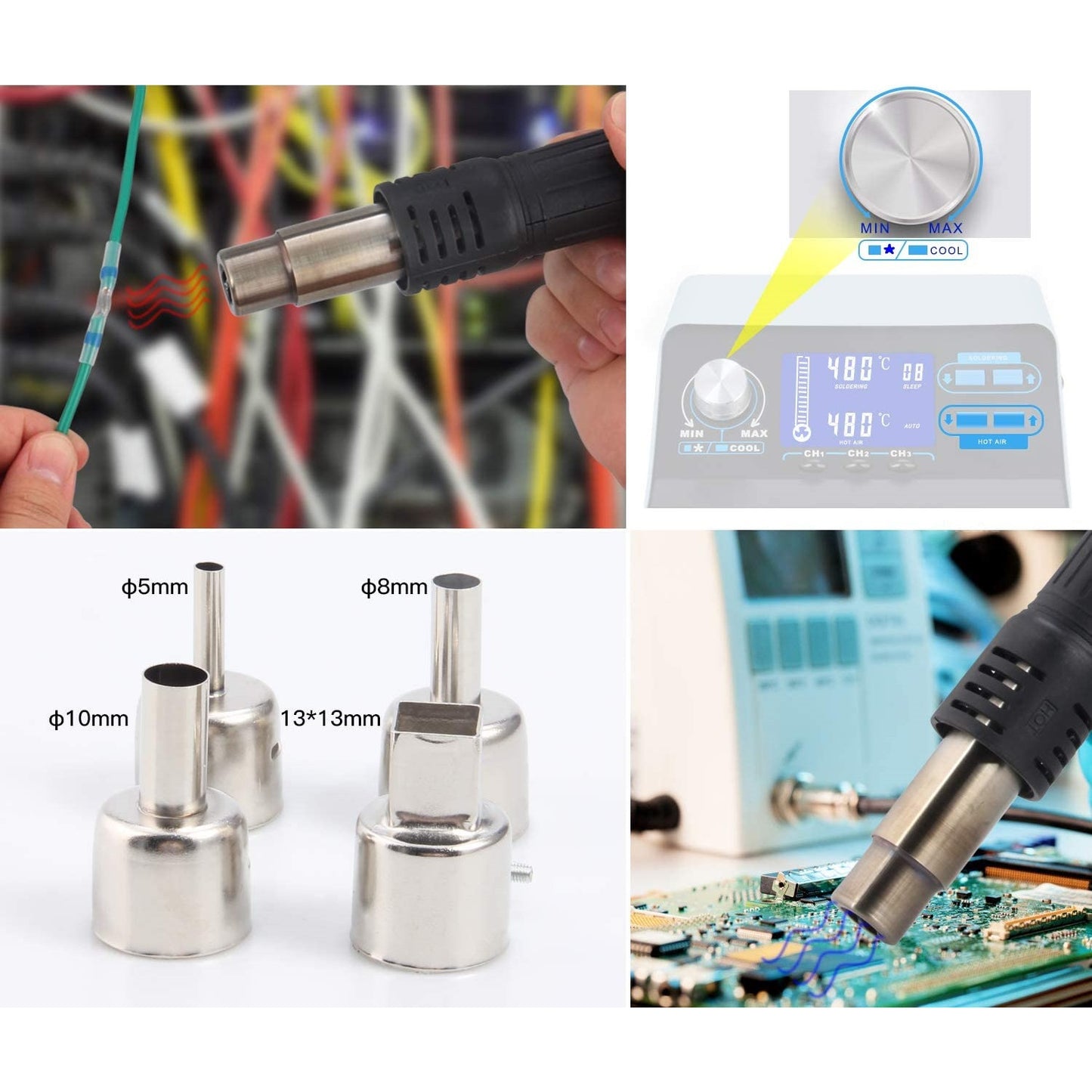 Statie de lipit si dezlipit profesionala 750W Preciva 992D cu aer cald pentru dezlipire, cu display LCD, temperatura reglabila si functie memorie