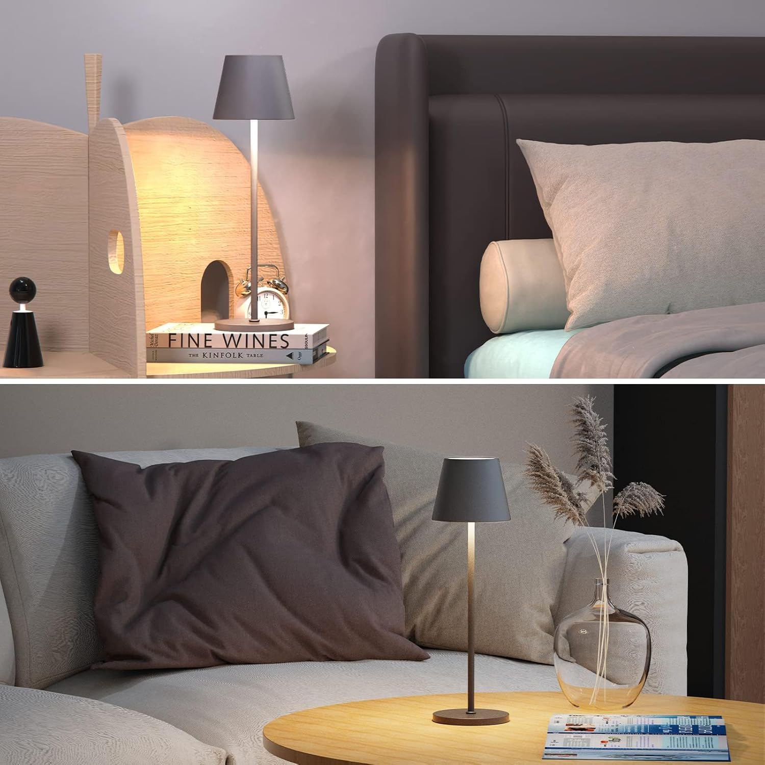 Lampa de masa LED RGB cu statie de incarcare, buton cu touch, dimabila, impermeabila IP54, pentru interior si exterior, hotel, restaurant, terasa, casa, gradina